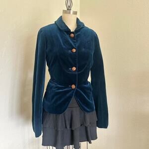 J. Crew Women’s 10 Blazer Teal Velvet Tailored Vintage Blazer